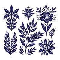 Artistic Realistic Baroque Flower Sketches vector