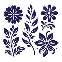 Realistic Baroque Flower Illustrations Set vector