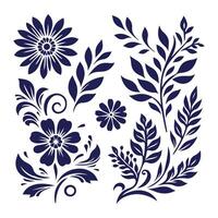 Hand Crafted Retro Baroque Flower Art vector