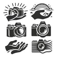 Black icons for photographers. vector