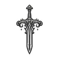 Elegant Fantasy Warrior Sword Illustration vector