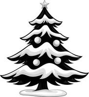 Chic Christmas Tree with Monochrome Ornaments - Illustration of a Christmas tree with balls on a white background vector