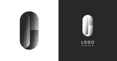 C letter. Sharp contrast monogram strike diagonal hatching for industrial yet modern look. High bold logo template. Logotype concept design for brand in tech, architecture, fashion vector