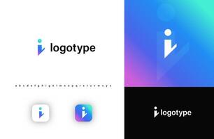 Sporty futuristic angular logo. Sharp geometric dynamic edges letter i. Minimalist innovative emblem for tech, game app, music, sport, design agency, digital space identity. illustration vector