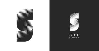 S letter. Sharp contrast monogram strike diagonal hatching for industrial yet modern look. High bold logo template. Logotype concept design for brand in tech, architecture, fashion vector