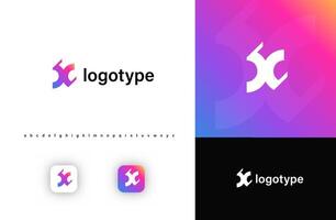 Sporty futuristic angular logo. Sharp geometric dynamic edges letter x. Minimalist innovative emblem for tech, game app, music, sport, design agency, digital space identity. illustration vector