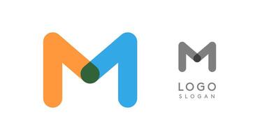 Soft rounded trendy logo, geometric colorful letter M with a modern tech feel, playful monogram design for corporate identity, creative branding, logotype template. logotype vector