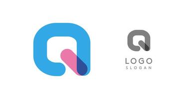 Soft rounded trendy logo, geometric colorful letter Q with a modern tech feel, playful monogram design for corporate identity, creative branding, logotype template. logotype vector