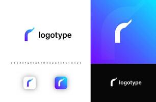 Sporty futuristic angular logo. Sharp geometric dynamic edges letter r. Minimalist innovative emblem for tech, game app, music, sport, design agency, digital space identity. illustration vector