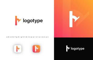 Sporty futuristic angular logo. Sharp geometric dynamic edges letter h. Minimalist innovative emblem for tech, game app, music, sport, design agency, digital space identity. illustration vector