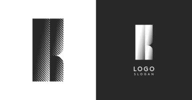 K letter. Sharp contrast monogram strike diagonal hatching for industrial yet modern look. High bold logo template. Logotype concept design for brand in tech, architecture, fashion vector