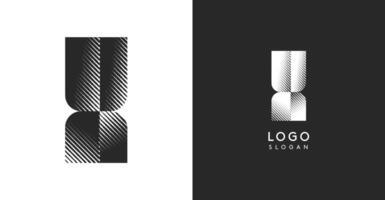 X letter. Sharp contrast monogram strike diagonal hatching for industrial yet modern look. High bold logo template. Logotype concept design for brand in tech, architecture, fashion vector