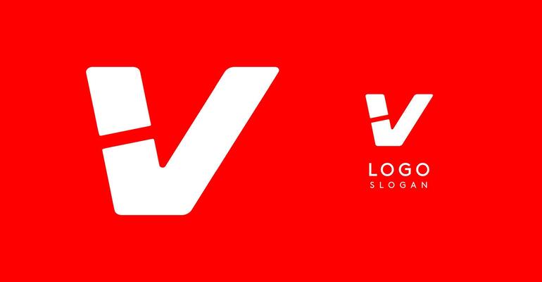 Bold angular letter V, geometric cutouts, minimalist sporty style, dynamic corporate identity, athletic and automotive logo, strong typographic design. typeset