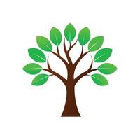 Colorful Tree with Green Leaves on a Clean White Background vector