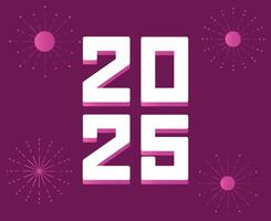 2025 Happy New Year Holiday Abstract Purple With Fireworks Elegant Isolated Design Illustration vector