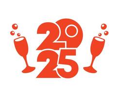 2025 Happy New Year Holiday Abstract Orange Elegant Isolated Design Illustration vector