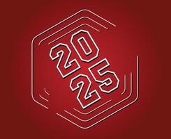 Happy New Year 2025 Holiday Design Red And White Modern Line Style Isolated Abstract Illustration vector