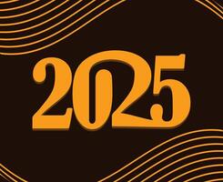 2025 Happy New Year Holiday Abstract Orange And Brown Isolated Elegant Design Illustration vector