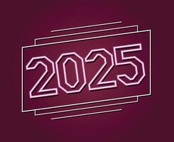 Happy New Year 2025 Holiday Abstract Neon Elegant Isolated Design Illustration With Purple Background vector