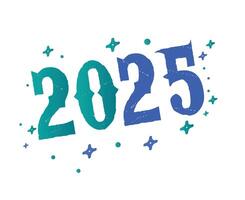 2025 Happy New Year Holiday Blue And Green Celebration Design Abstract Illustration vector