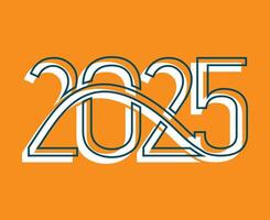 2025 Happy New Year Holiday Abstract Isolated Elegant Design Illustration With Orange Background vector