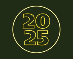 2025 Happy New Year Holiday Green And Yellow Celebration Design Abstract Illustration vector