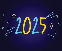 2025 Happy New Year Holiday Design Neon Elegant Isolated Abstract Illustration vector