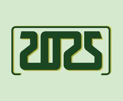 2025 Happy New Year Holiday Abstract Green and Yellow Festive Elegant Isolated Design Illustration vector