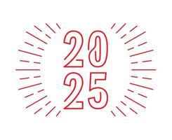 2025 Happy New Year Holiday Red Modern Line Style Festive Celebration Design Abstract Illustration vector