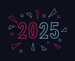 Happy New Year 2025 Holiday Pink And Cyan Neon Festive Isolated Design Abstract Illustration vector