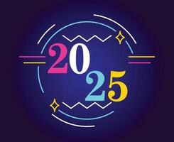 2025 Happy New Year Holiday Design Neon Festive Elegant Isolated Abstract Illustration vector