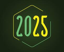 2025 Happy New Year Holiday Green And Yellow Design Abstract Illustration vector