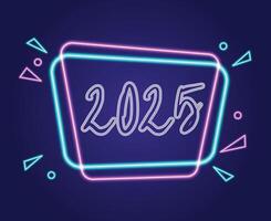 Happy New Year 2025 Holiday Abstract Neon Elegant Isolated Design Illustration vector