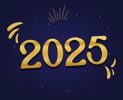 2025 Happy New Year Holiday Design Gold And Blue Elegant Isolated Abstract Illustration vector