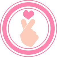 cute saranghae korean finger heart sign illustration, love hand gesture symbol vector