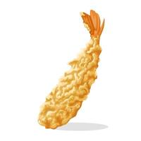Illustration of single shrimp tempura, isolated on white background. vector