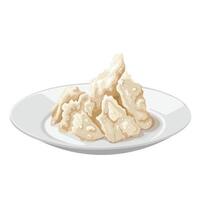 Illustration of kasu sake or sake lees, on a white plate, isolated on a white background. vector