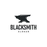 Blacksmith logo design black silhouette workshop emblem vector