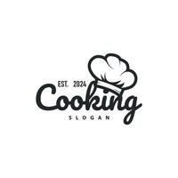 Chef Logo Design Cooking Inspiration And Chef Hat With Simple Lines vector