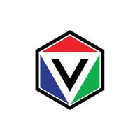 Letter V Hexagonal Shape Initial Logo Template Illustration Design. vector