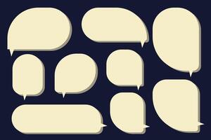 Set speech bubbles on black background. chat box or chat square and doodle message or communication icon Cloud speaking for comics and minimal message dialog vector
