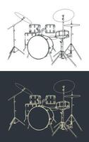 Drum kit illustrations vector