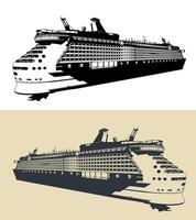 Large cruise liner illustrations vector