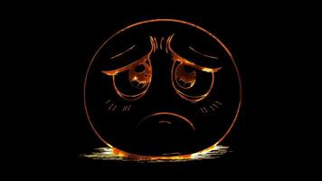Neon frame effect, Frowning Face - Sadness on black background video