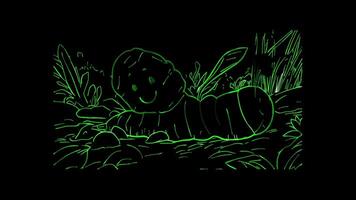Neon frame effect, Ginger Root - Symbolizes spices or healthy ingredients on black background video