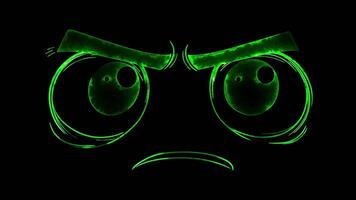 Neon frame effect, Frowning Face - Sadness on black background video