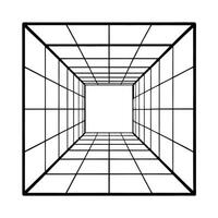 Front View Perspective Drawing of a High Ceilinged Room with Windows vector