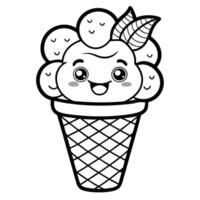 Whimsical Ice Cream Sundae Coloring Page for Stress Relief and Imagination vector