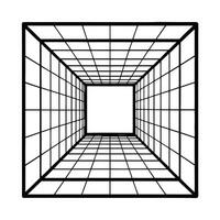 Front View of a High Ceilinged Room Depicted with Perspective Drawing Techniques vector