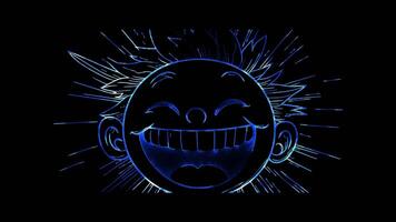Neon frame effect, Laughing Face - Joy on black background video